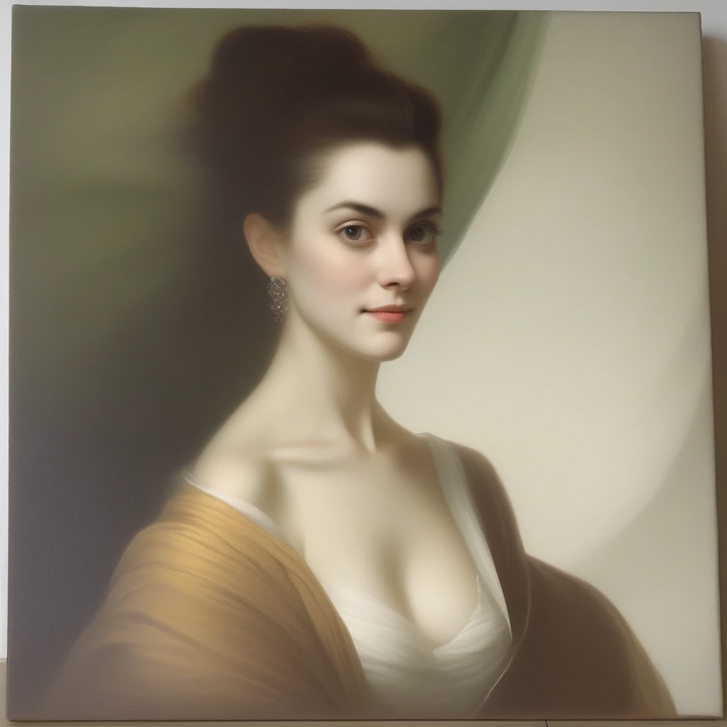 masterpiece painting with a pretty portrait of a attractive mature lady