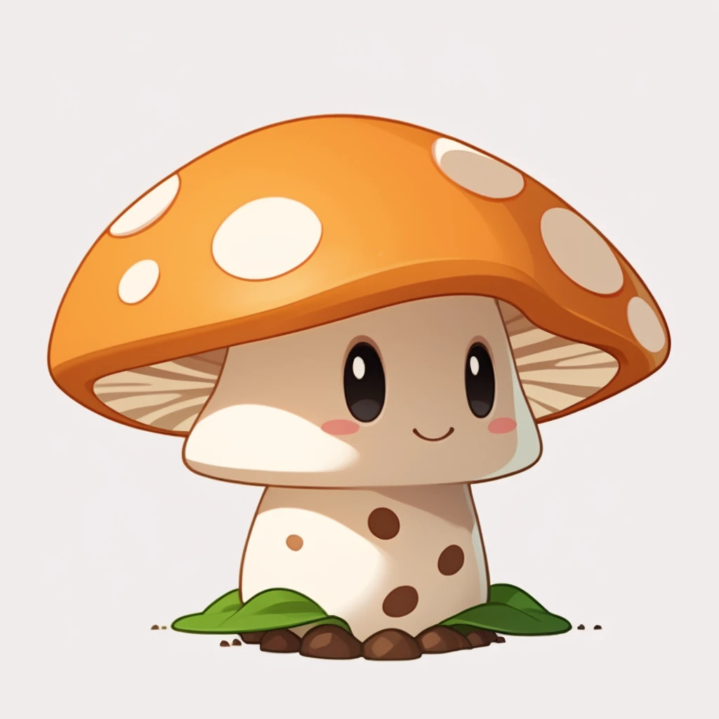 <lora:[Pony]PVZP-20240628-1637:0.8>score_9, score_8_up, score_7_up, score_6_up,
pvzp,plant,personification, cute,orange mushroom with white spots,orange top,white bottom,black eyes,white background,cartoon,