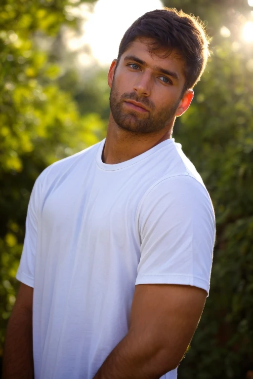 photograph of guy  face focus, upper body High resolution handsome guy, highly detailed, white t-shirt, (look at viewer) bokeh background, sunlight morning, sunburnt, detailed eyes,  <lora:add_detail:0.7>   <lora:bartwito:0.8> bartwito (blued-eyes), (masterpiece,best quality:1.5)