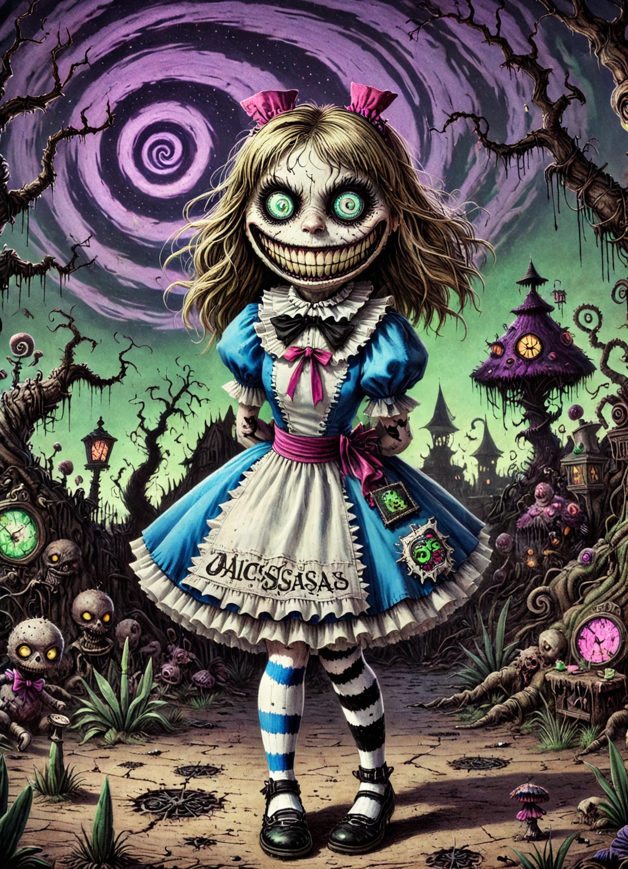 DonM7w1573dW0nd3rl4ndXL, Alice, oasis, biohazard outbreak <lora:DonM7w1573dW0nd3rl4ndXL:1>