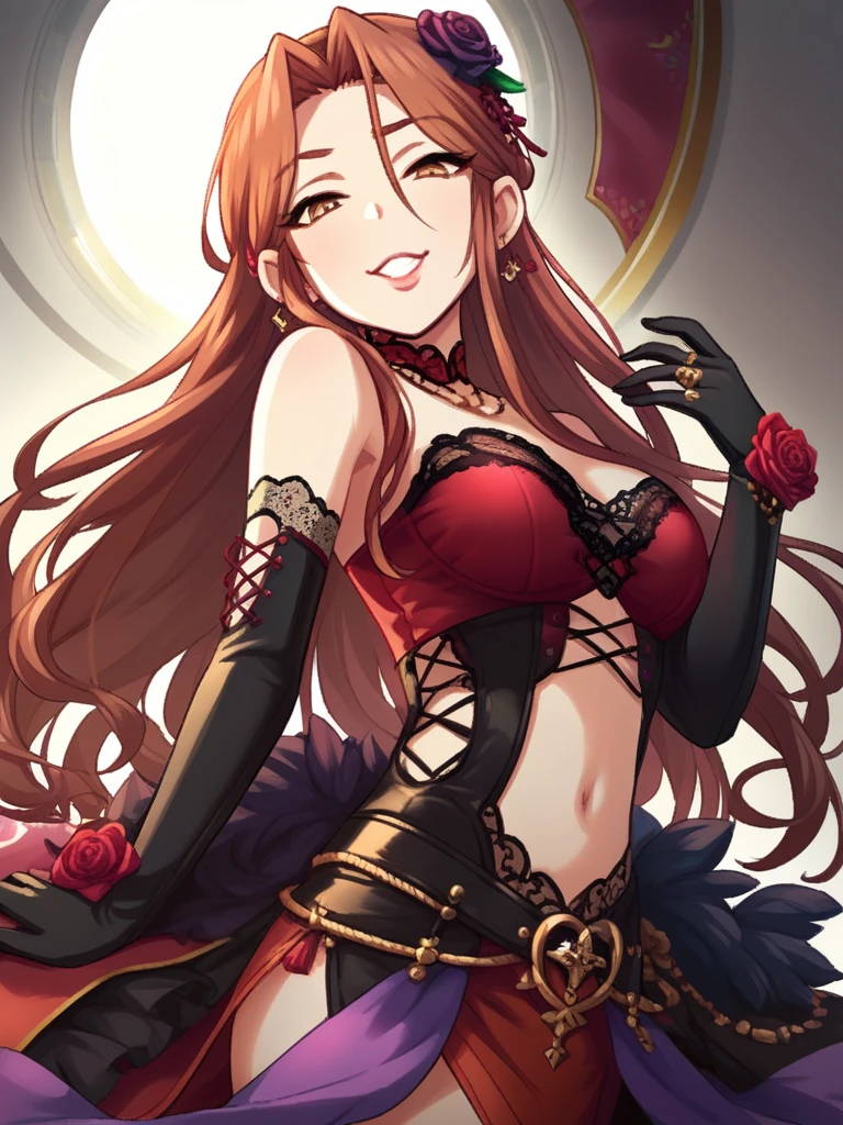 <lora:Tokiko ZaizenPDXL_v1:1>Tokiko ZaizenPDXL, 1girl, solo, gloves, breasts, elbow gloves, navel, jewelry, smile, earrings, flower, score_9, score_8_up, score_7_up, score_6_up, score_5_up, score_4_up,