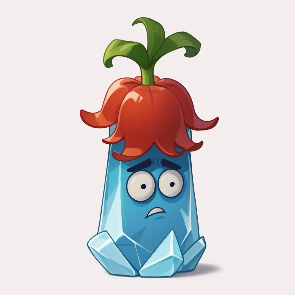 <lora:[Pony]PVZP-20240628-1637:0.8>score_9, score_8_up, score_7_up, score_6_up,
pvzp,plant,personification, tired,ice chili pepper,blue skin,white background,cartoon,