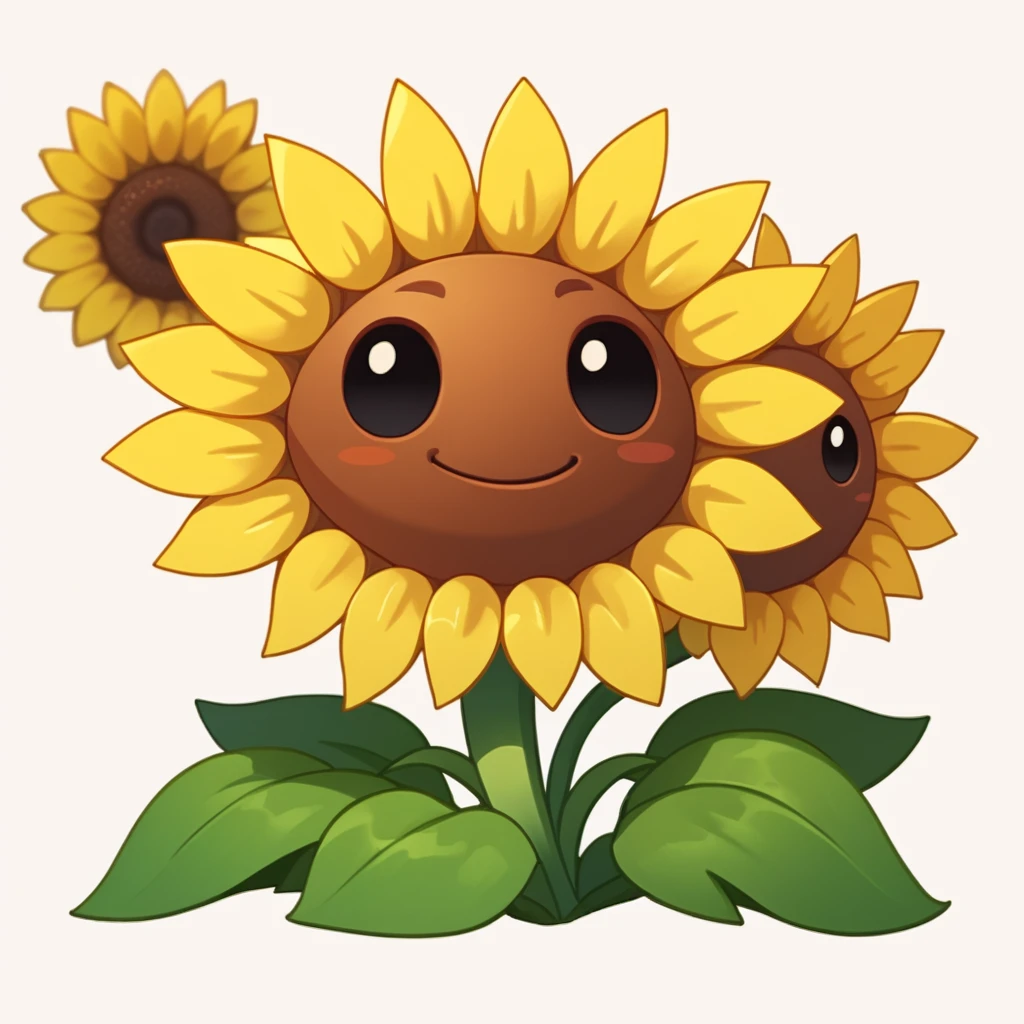 <lora:[Pony]PVZP-20240628-1637:0.8>score_9, score_8_up, score_7_up, score_6_up,
pvzp,plant,personification,sunflower,black eyes,smile,white background,cartoon,