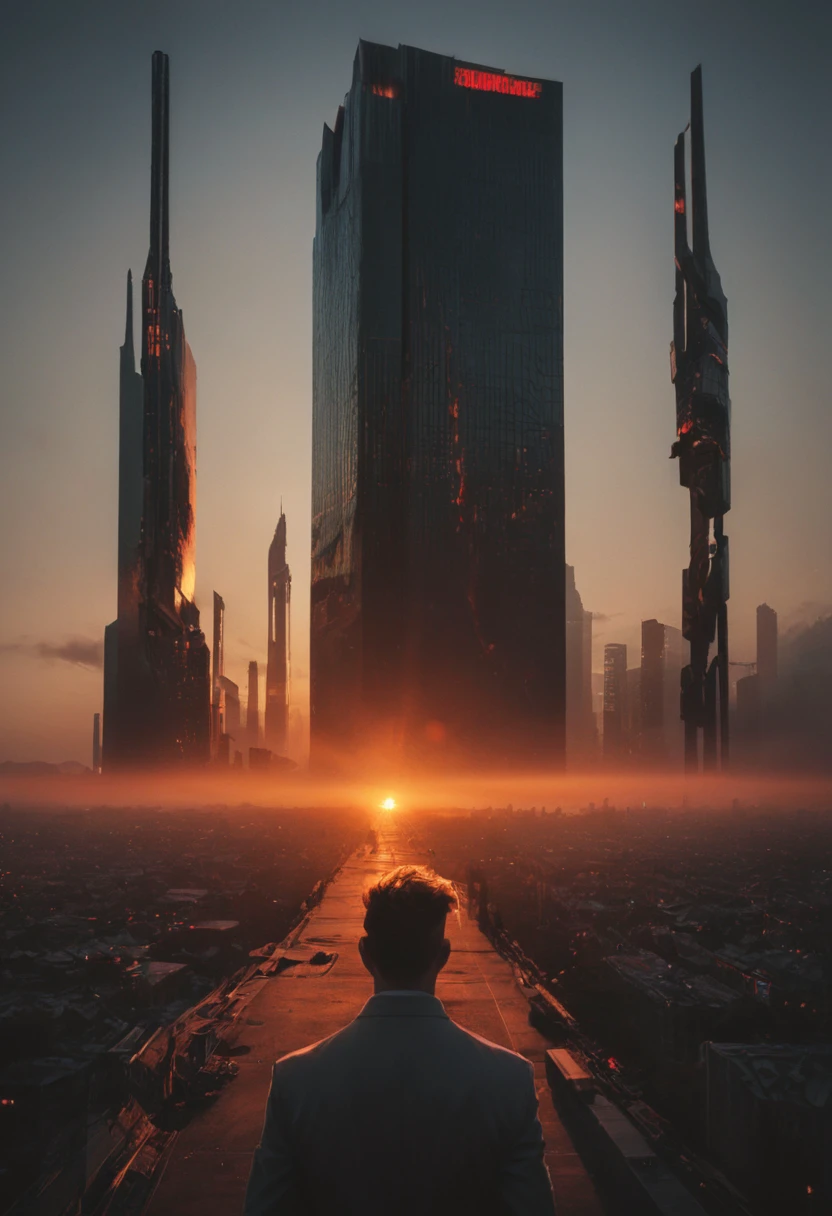 Score_10, score_9, score_8_up, score_7_up, cinematic shot, photography,
Large landscape photography,  sunset, red   (large futuristic ruined city), dip, apocalyps. 
God's rays, mist, mystical light, professional photography, natural lighting, volumetric lighting maximalist, scifi,