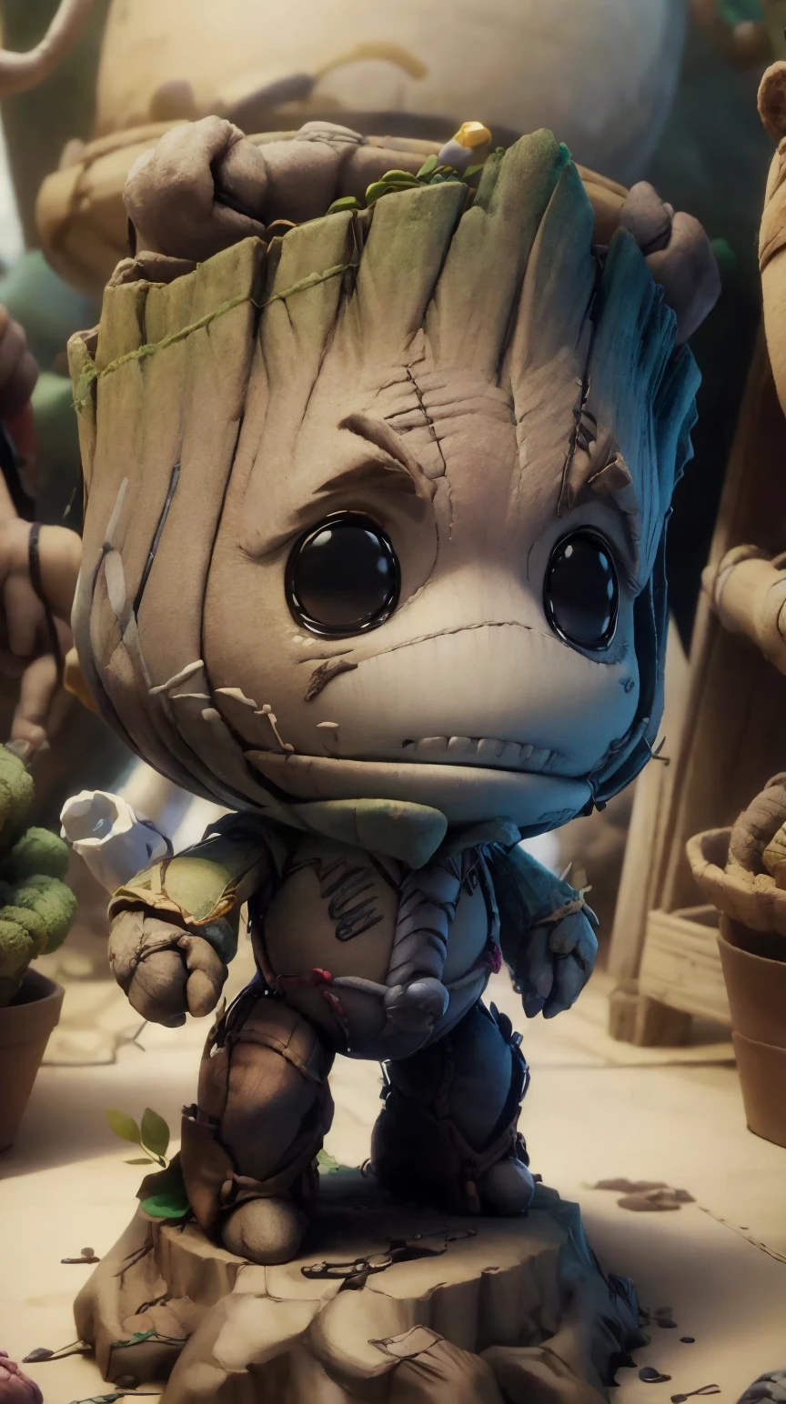 <lora:littlebigplanet:1> littlebigplanet sackbaby <lora:groot_v2:1> Groot A wood creature, marvel super hero, (Masterpiece:1.3) (best quality:1.2) (high quality:1.1)