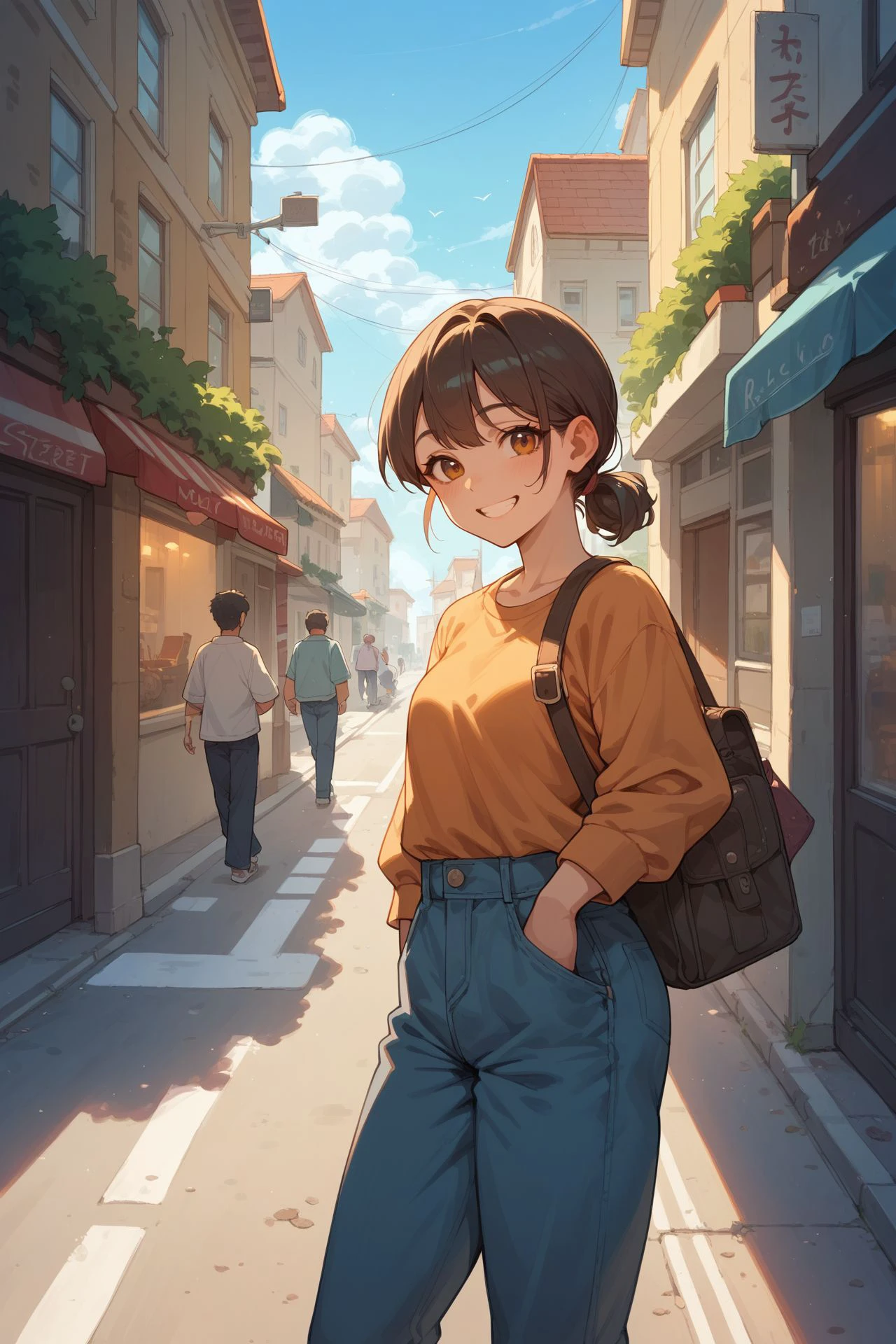 score_7_up, score_8_up, score_9, 1girl, solo, kind_smile, street, outdoors