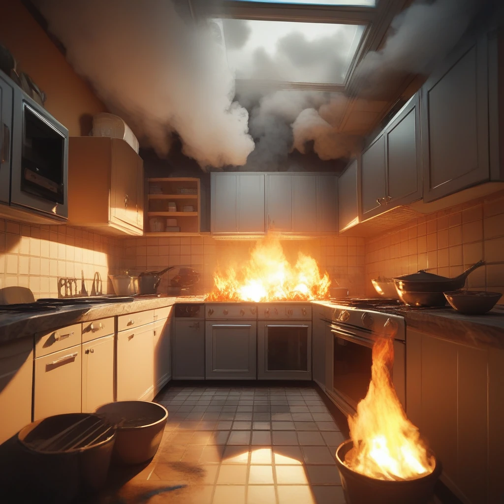 score_9, score_8_up, score_7_up, score_6_up, score_5_up, score_4_up, zPDXL2,source_anime,rating_questionable, <lora:Burning_Building:0.8> burn1ngbuild, fire,kitchen interior, smoke, indoors