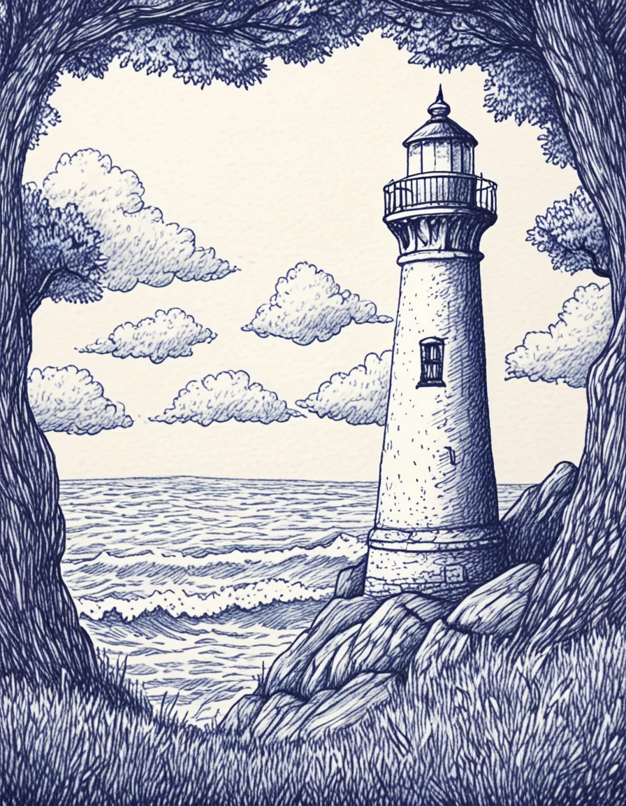 novuschroma42 style ballpoint pen drawing of To the Lighthouse <lora:novuschroma42 style_blue:1> <lora:sdxl_lightning_8step_lora:1>