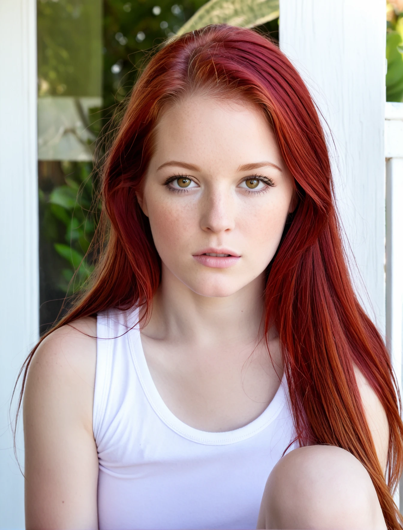 woman, pale,   tessfowl, (freckles:0.4), redhead, sitting on front porch, detailed face, portrait photography, realistic skin, realism, long hair, zoom out,  dark lighting,
photography, photograph, skin pores, skin imperfections,   <lora:test3-000015:0.8>