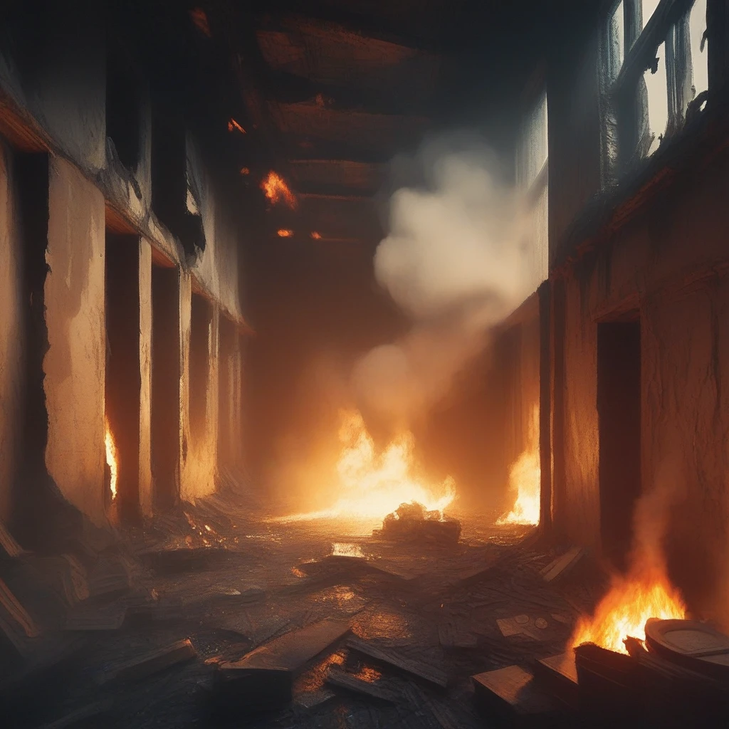 score_9, score_8_up, score_7_up, score_6_up, score_5_up, score_4_up, zPDXL2,source_anime,rating_questionable, <lora:Burning_Building:0.8> burn1ngbuild, fire,interior, smoke, ruins