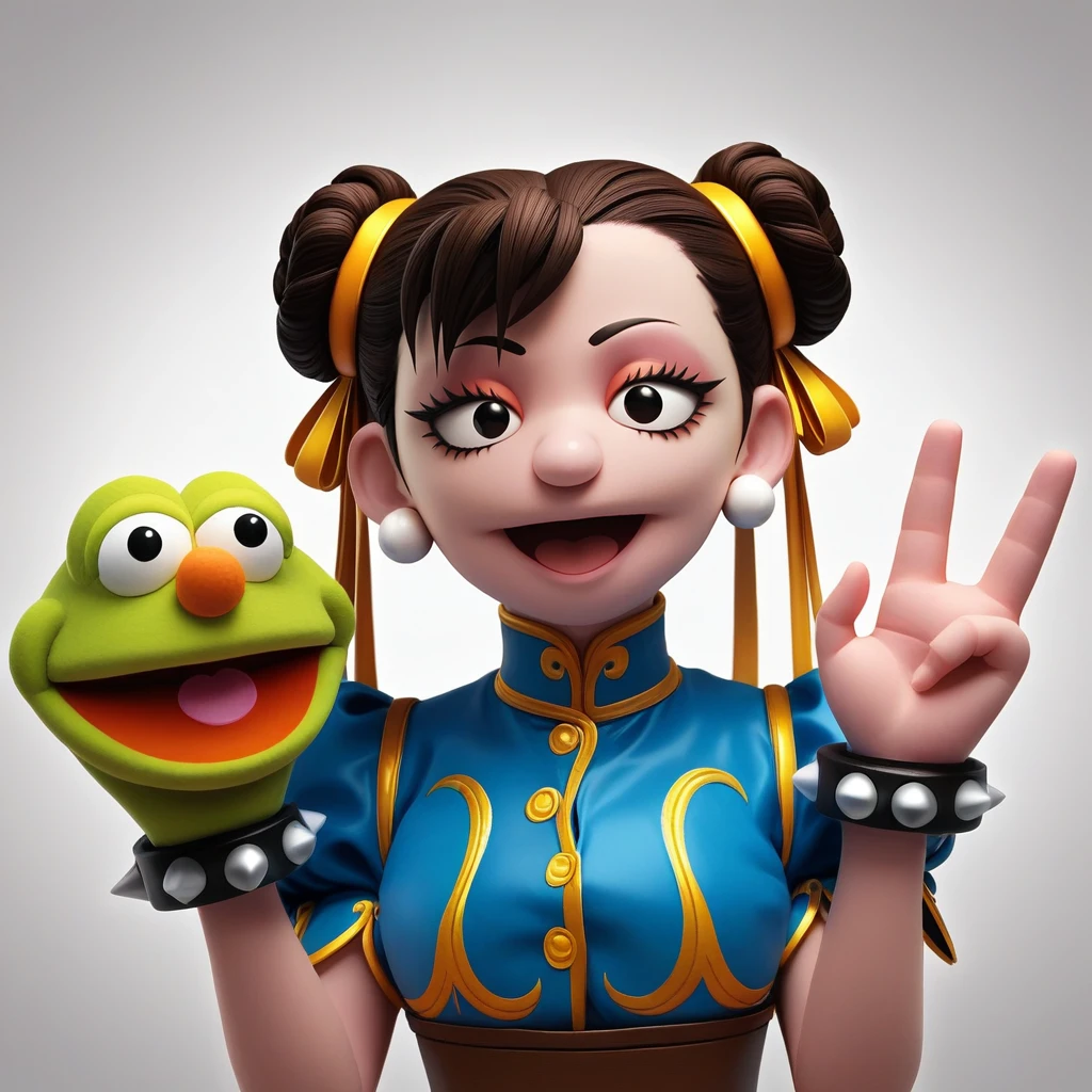 score_9, score_8_up, score_7_up, score_6_up, score_5_up, score_4_up, zPDXL2,source_anime,rating_questionable, <lora:Puppet:0.8> pupp3t, muppet, felt texture, button eyes, puppet, chun-li