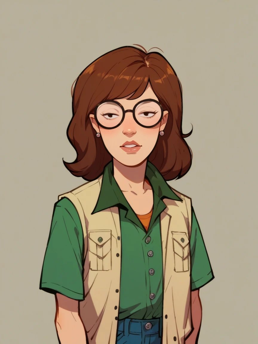 score_9, score_8_up, score_7_up, score_6_up, score_5_up,  <lora:DariaXLP:1> daria, 1girl, brown hair, glasses,