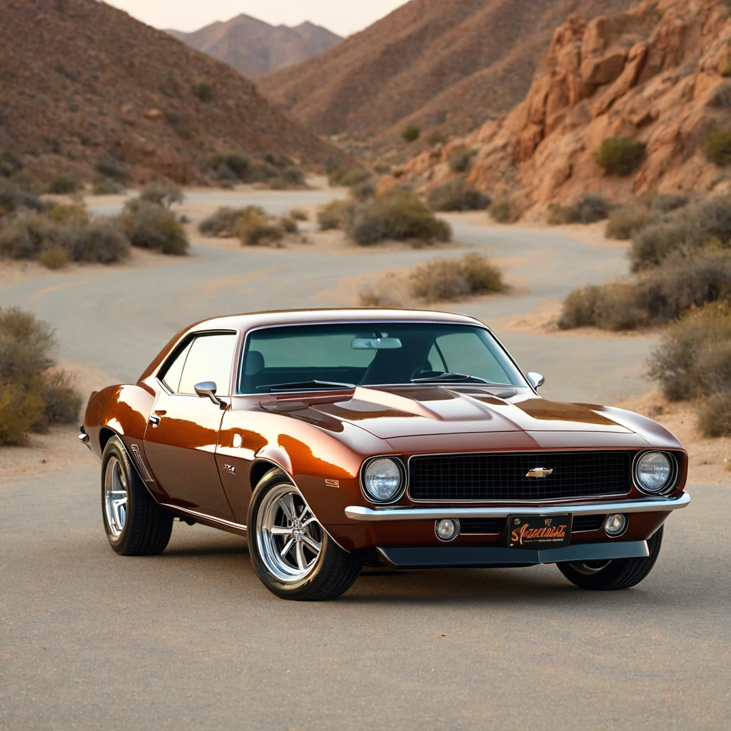 a classic camaro SS made entirely of cooper dust,sparkle and shines