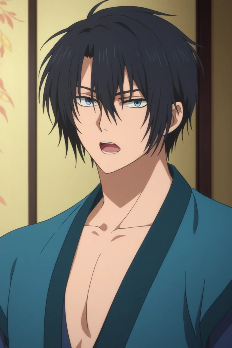 score_9, score_8_up, score_7_up, score_6_up, masterpiece, best quality, amazing quality, best aesthetic, absurdres, intricate details,
hak son, black hair, blue eyes, 1boy, male focus, solo, japanese clothes, anime coloring, looking at viewer, hair between eyes, open mouth, kimono, bangs<lora:EMS-452661-EMS:1.000000>