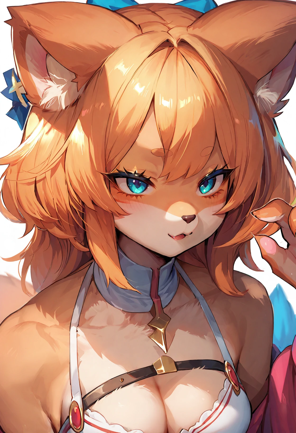 score_9, score_8_up, score_7_up, score_6_up,solo,upper body,suurin, furry,pov hands,air quotes,small breasts,blue eyes,animal ears, tail,cleavage
 <lora:[XL_Pony]suurin1024-20240811-1957:1>