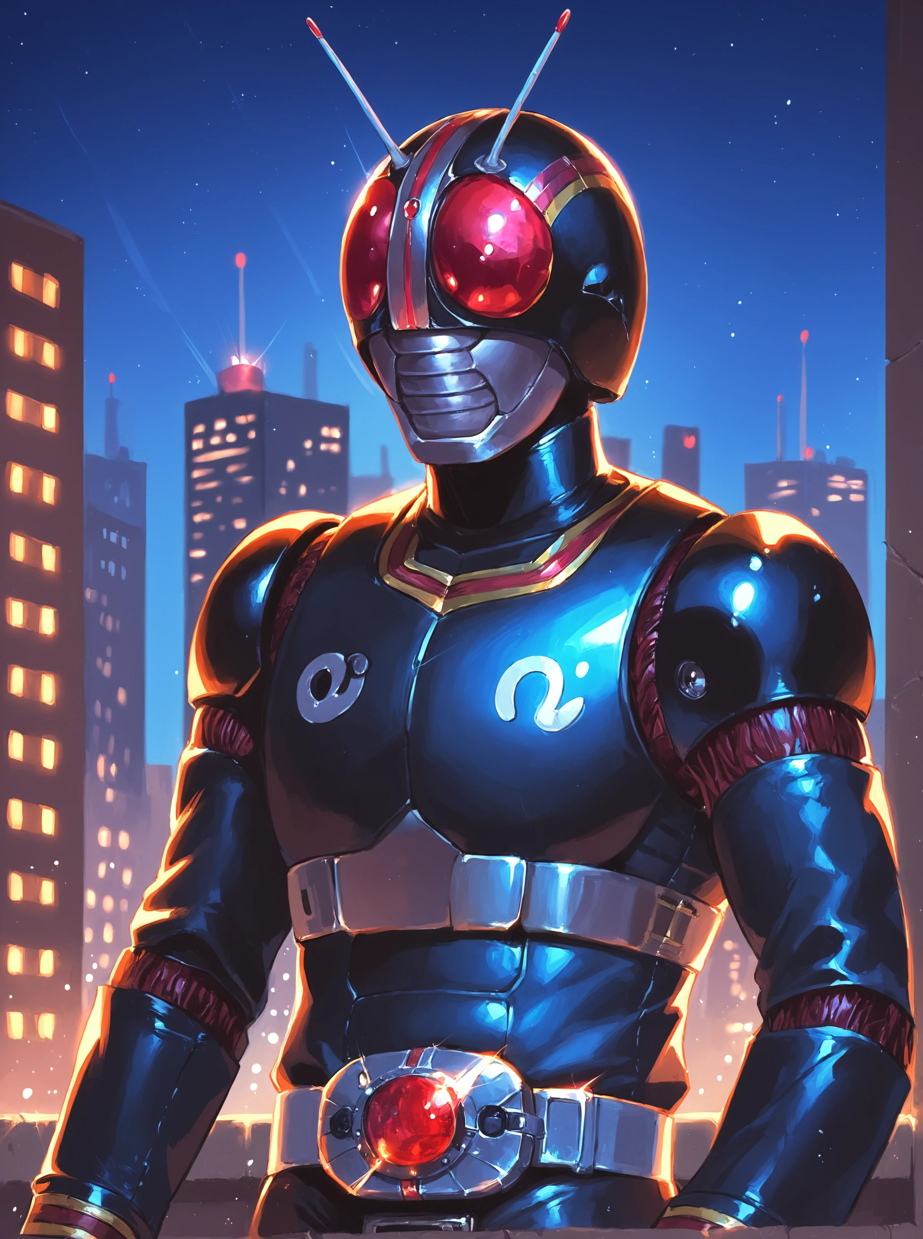 score_9, score_8_up, score_7_up, masterpiece, source_realistic, kamen rider, 1boy, solo, male focus, antennae, belt, helmet, city, night<lora:sn0wStyle:1> <lora:HKHorrorXL:1>,    <lora:Kamen_rider_black_1987:1>