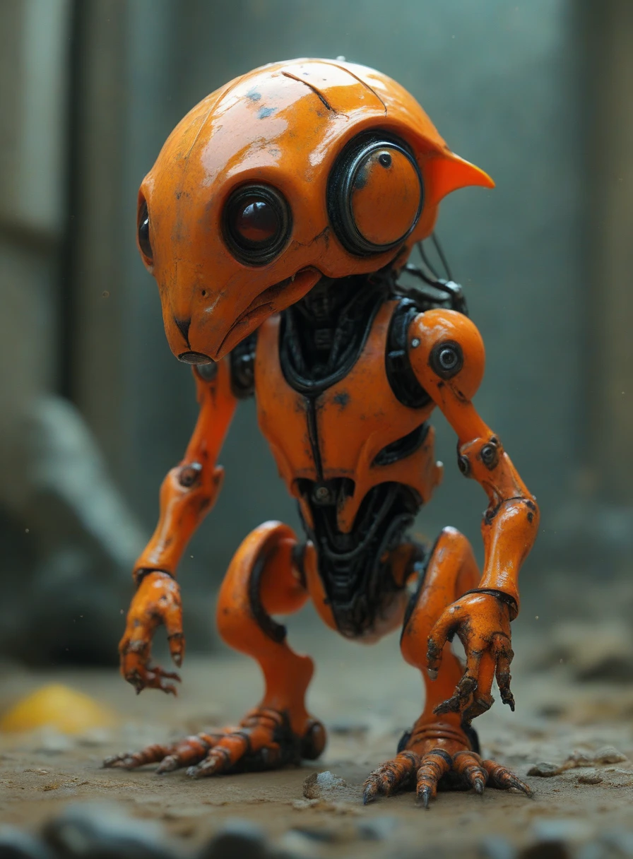 shiny translucent orange sad alien species, dirty, highly detailed, sad <lora:alien-species:1>