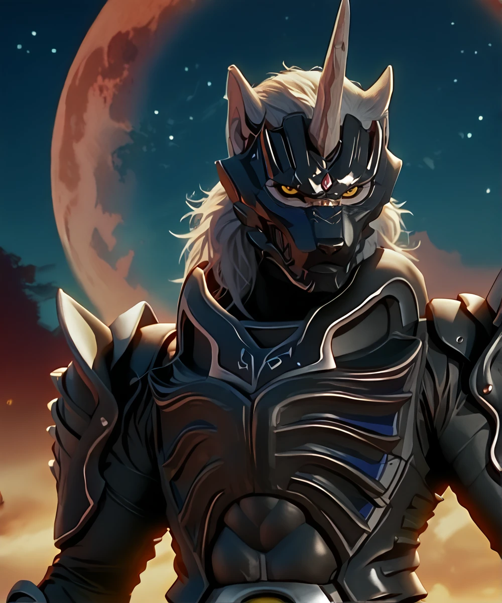 score_9_up,score_8_up,score_7_up,
<lora:Zen_Aku_(Power_Rangers_Wildforce)_(Pony)_(AD):1.15> Zen Aku, power rangers wildforce, evil, villain, demon, wolf, armor, wolf theme, single white horn on head, wolf themed helmet, wolf themed mask, yellow eyes, muscular, <lora:- SDXL - vanta-black_contrast_V3.0:0.8> <lora:add-detail-xl:0.8> <lora:Chiaroscuro Lighting Style:0.5> <lora:CinematicStyle_v1:0.35>
8K, spectacled light, In'ei, highly detailed, Masterpiece, best quality, beautiful details, crisp, chiaroscuro, internal subsurface reflections, rim lighting, atmospheric layering, 
8K,  scenery background, science fiction setting, ((dark background, detailed background, night)), futuristic city, cityscape, artistic glowing light, dynamic perspective, official screenshot in the style and quality of Power Rangers, masterclass official Power Rangers artwork, absurdly detailed, photorealistic, masterclass photograph, elite warrior, majestic, hulking badass awesome warrior,  absolute unit of a fighter, dominating, hyper powerful, powerful and mighty, overwhelming speed and reflexes, strength embodiment, power overwhelming, thick powerful muscular body, dynamic fighting pose, serious fighting expression, head tilted to look at viewer, upper body turned toward viewer, majestic and dashing dark hero, duke org, glowing hair, soft grey hair, dark grey fur, dark grey skin, flawless body, detailed kemono hair, perfect proportions, perfect hands, flawless armor, glistening black metal armor, intricately detailed armor, black latex underarmor bodysuit, 
BREAK zPDXL, zPDXLxxx, unaestheticXLv1, detailxl, SK_CINEMATIC,