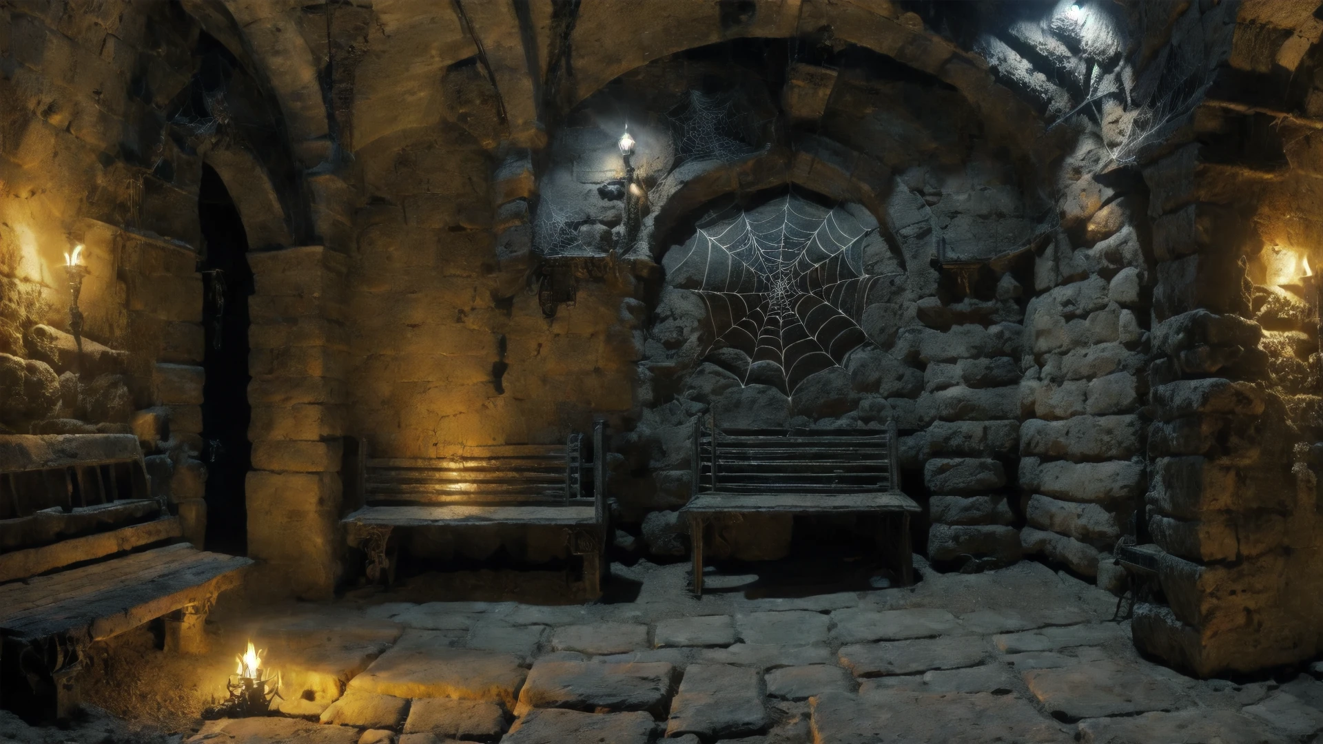 dungeon, underground, old, dust, spider web, bench, <lora:DeepDarkDungeon:0.8>, deepdarkdungeon, very detailed, <lora:more_details:0.6>, high quality, highres, masterpiece, best quality, 8k, intricate, detailed, <lora:add_detail:0.6>