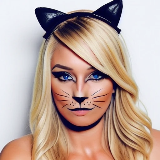 kittymakeup, 1girl, blonde milf, cat ears, sexy