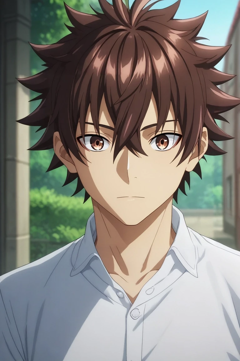 score_9, score_8_up, score_7_up, , rating_safe, , anime screencap, , , looking at viewer, depth of field, 1boy, solo, male focus, <lora:yuuya_tenjou_pony:0.84>, yuuya_tenjou, brown hair, brown eyes, short hair, hair between eyes, spiked hair, bangs, , , <lora:sdxl_lightning_8step_lora:1>