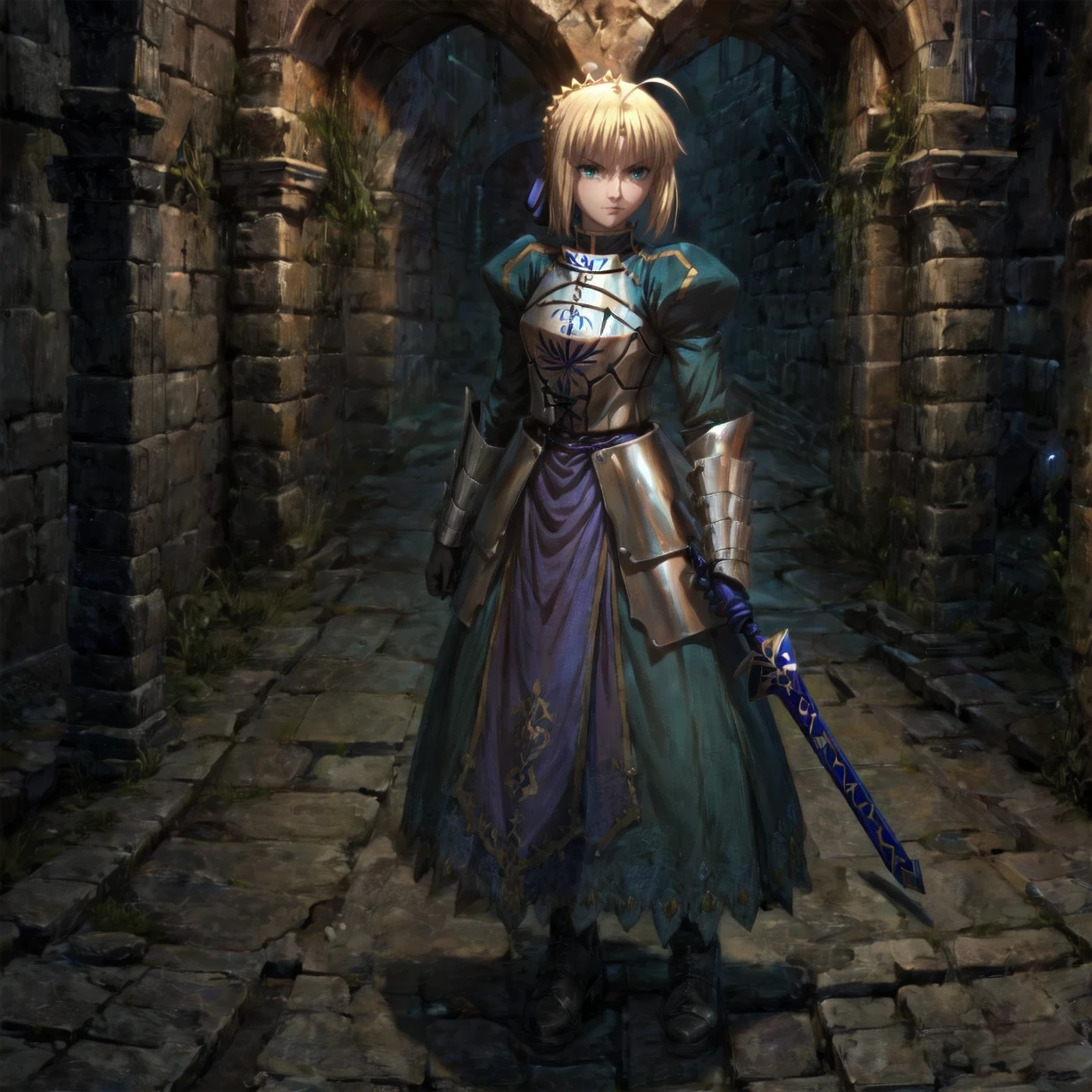 1girl, artoria pendragon \(fate\), <lora:saber_v1:0.8>, phSaber, dungeon, underground, <lora:DeepDarkDungeon:0.5>, deepdarkdungeon, very detailed, <lora:more_details:0.6>, high quality, highres, masterpiece, best quality, 8k, intricate, detailed, <lora:add_detail:0.6>