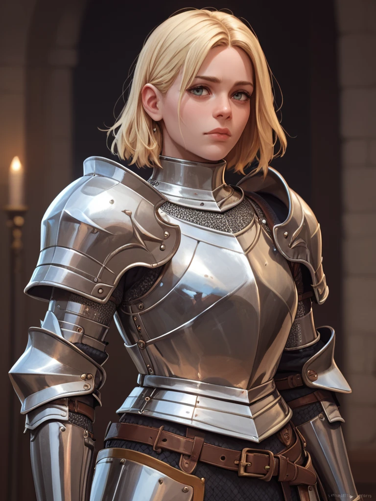 <lora:PlateArmor:1> knight, full armor, 1girl, blonde hair,, score_9, score_8_up, score_7_up, score_6_up, score_5_up, score_4_up, BREAK