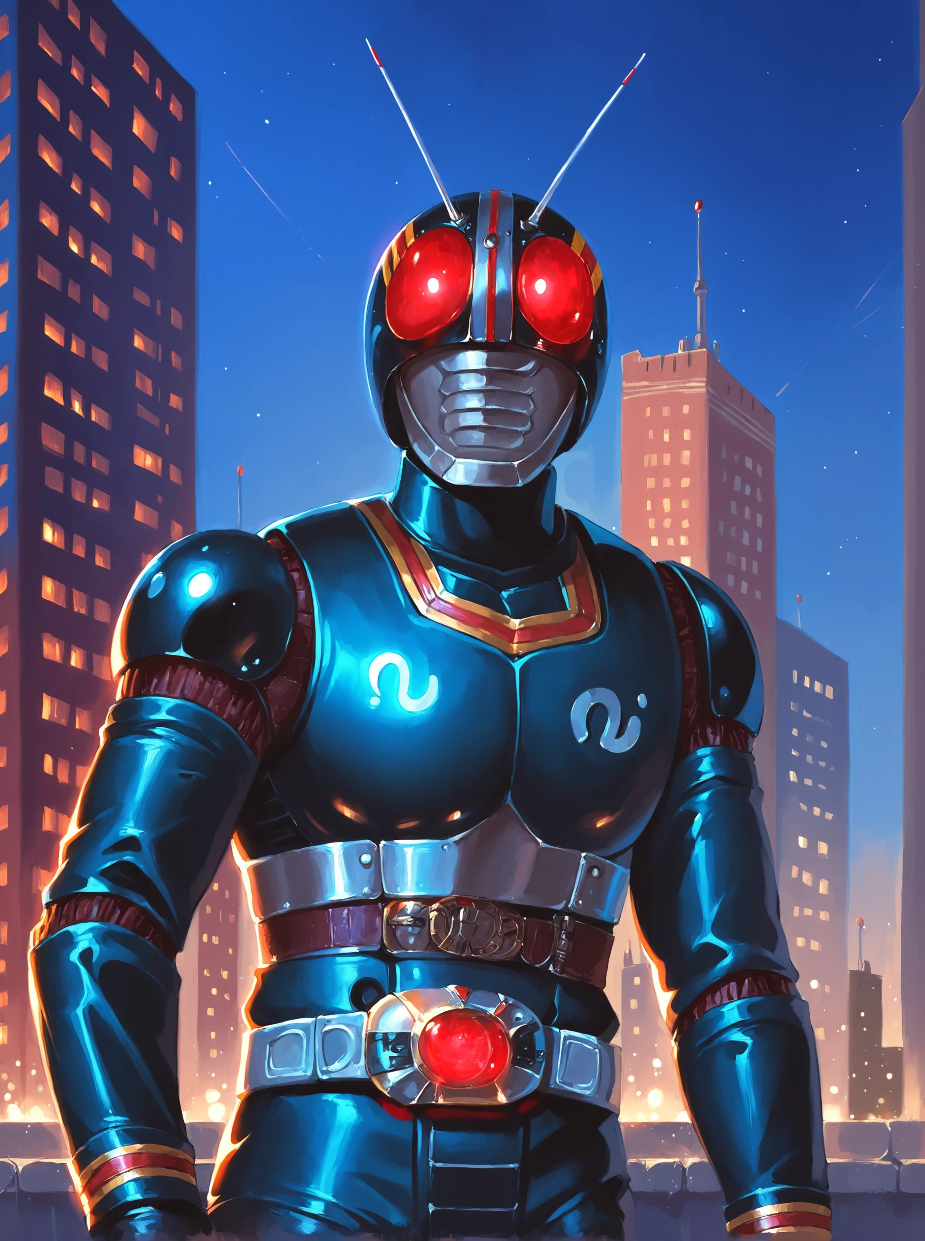 score_9, score_8_up, score_7_up, masterpiece, source_realistic, kamen rider, 1boy, solo, male focus, antennae, belt, helmet, motorbike, glowing eyes, city, night<lora:sn0wStyle:1> <lora:HKHorrorXL:1>,    <lora:Kamen_rider_black_1987:1>