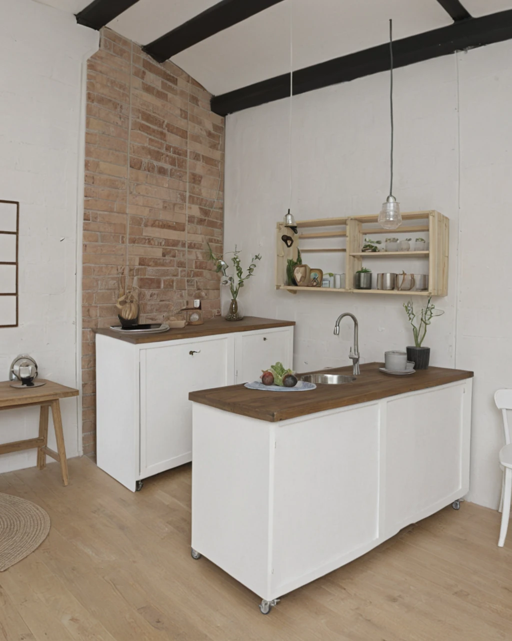 a loft apartment, kitchen, portrait