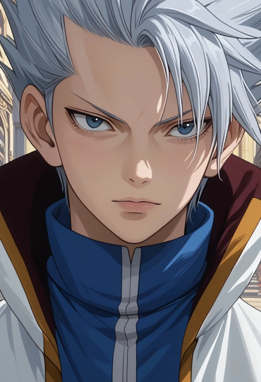 score_9, score_8_up, score_7_up, source_anime, rating_safe, LeonFT, grey Leon hair, 1boy, male focus, anime screencap,