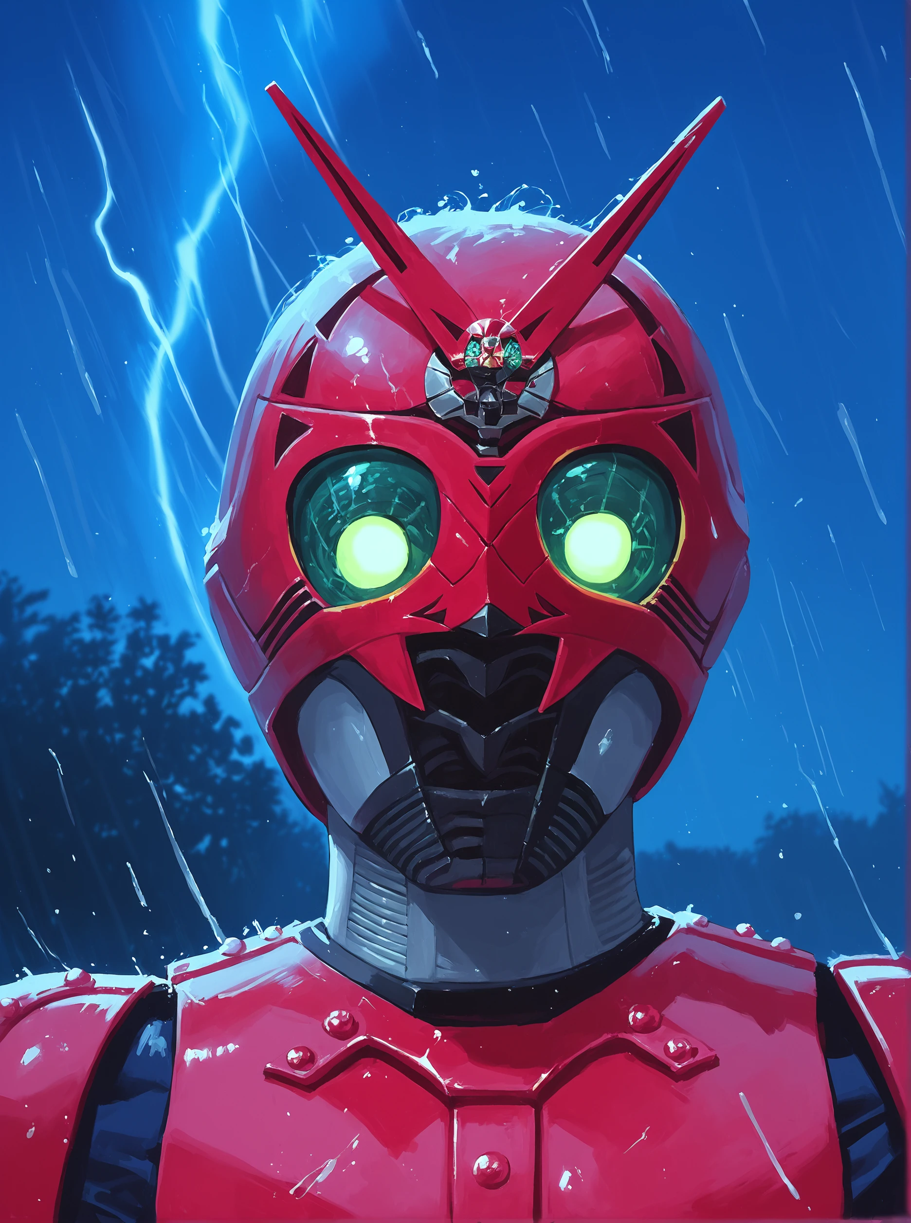 score_9, score_8_up, score_7_up, masterpiece, source_realistic,kamen rider,  1boy, solo, male focus, red armor, night, thunder, storm, glowing eyes, outdoor,<lora:sn0wStyle:1> <lora:HKHorrorXL:1>,    <lora:Shadow_moon_Kamen_rider_black_1987:1>