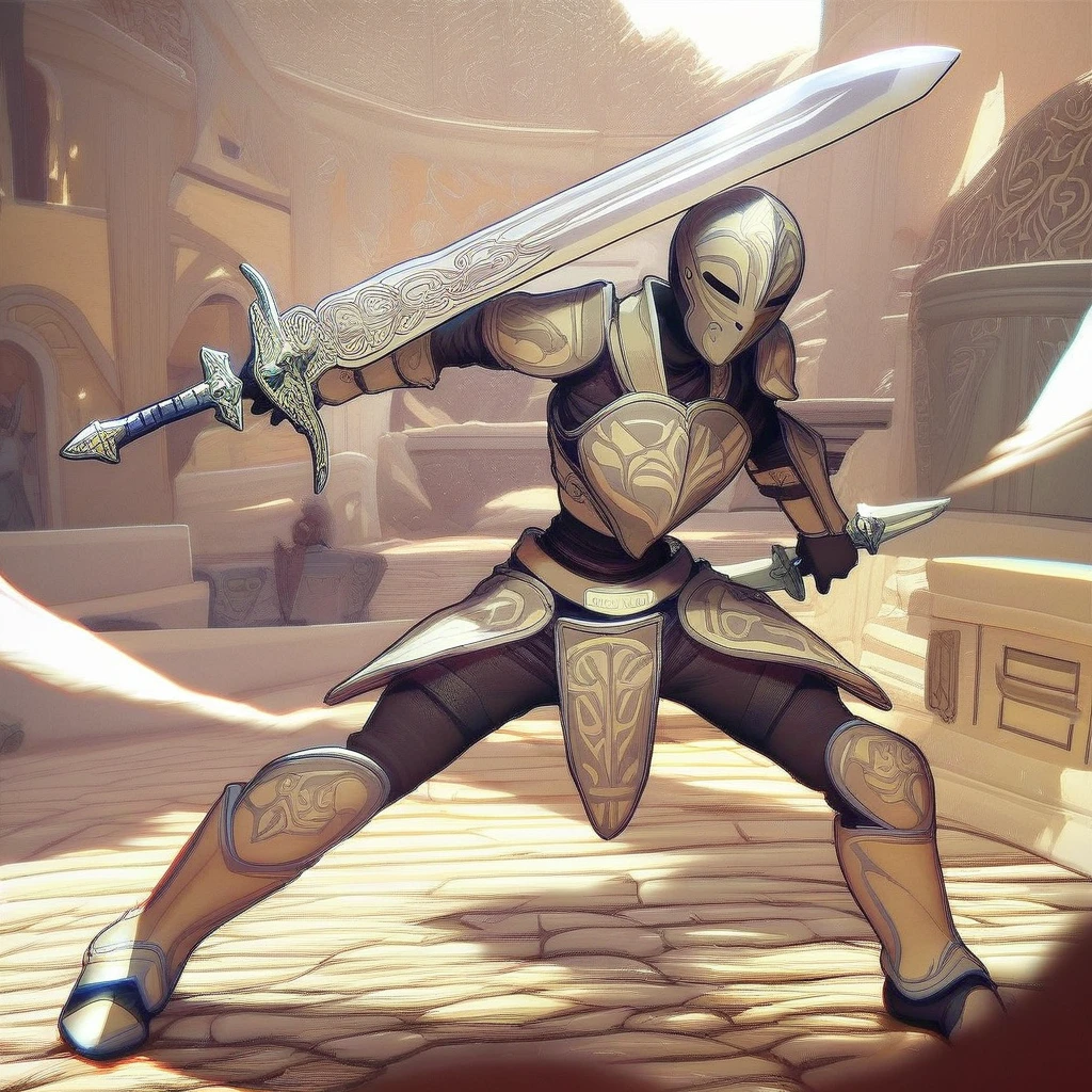 score_9, score_8_up, score_7_up, padawan exile armor, swtor, weapon, sword, armor, full armor, helmet, holding, knight, 1boy, holding weapon, holding sword