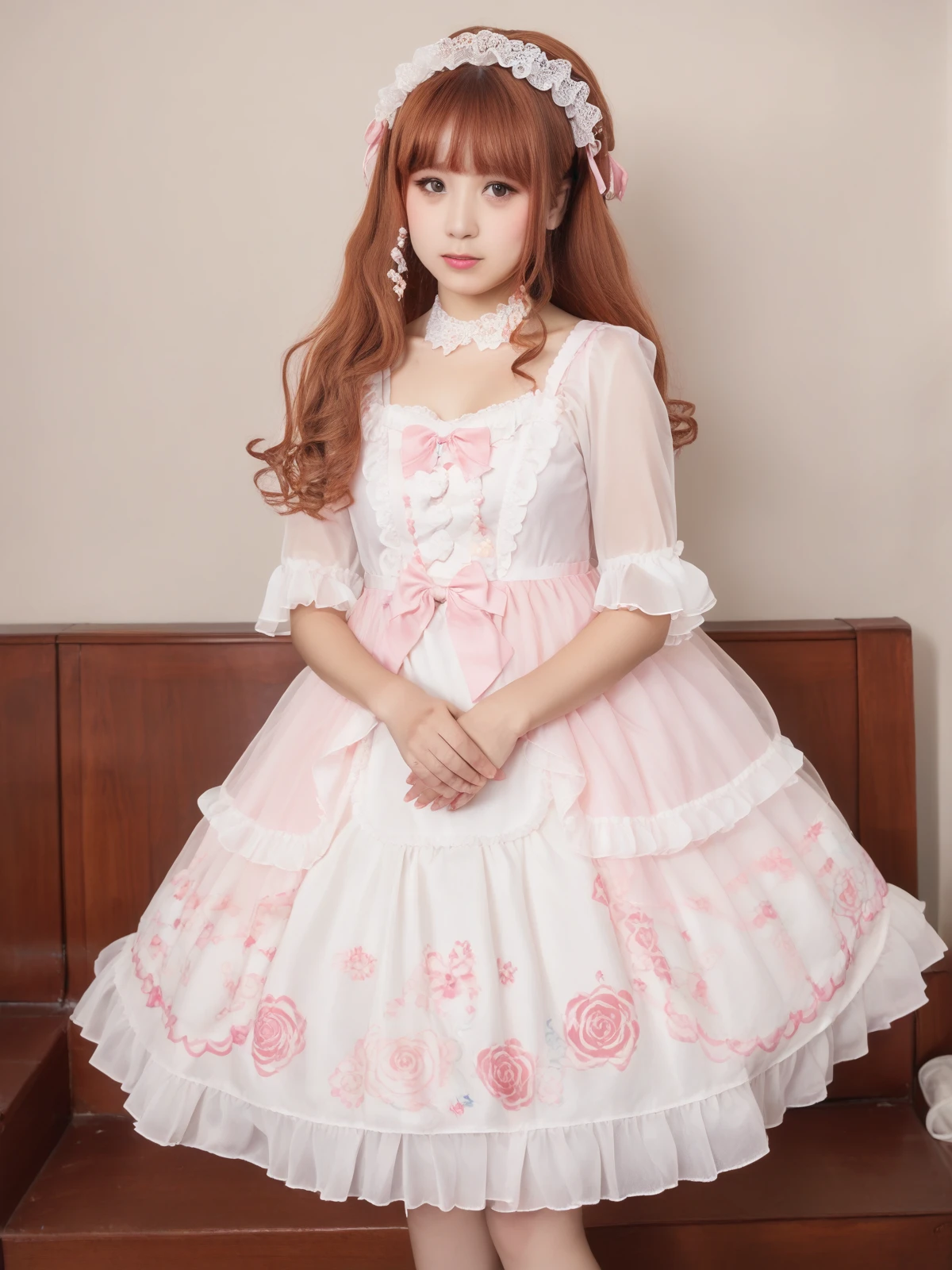 Chiffon blouse, Print, Ruffles, best quality, masterpiece, long hair, small breasts, <lora:Ð¿Ð»Ð°ÑÑÑ:0.8>, (Rorita_doresu:1.1)