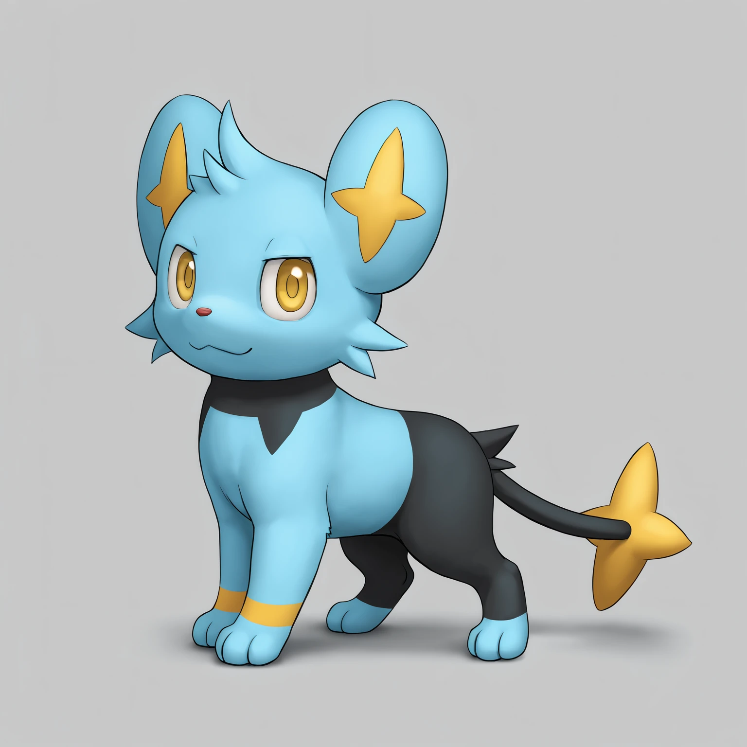 shinx, solo, male, feral, side view, detailed, looking at viewer, paws, white background, digital media \(artwork\), <lora:shinx-v1:1>