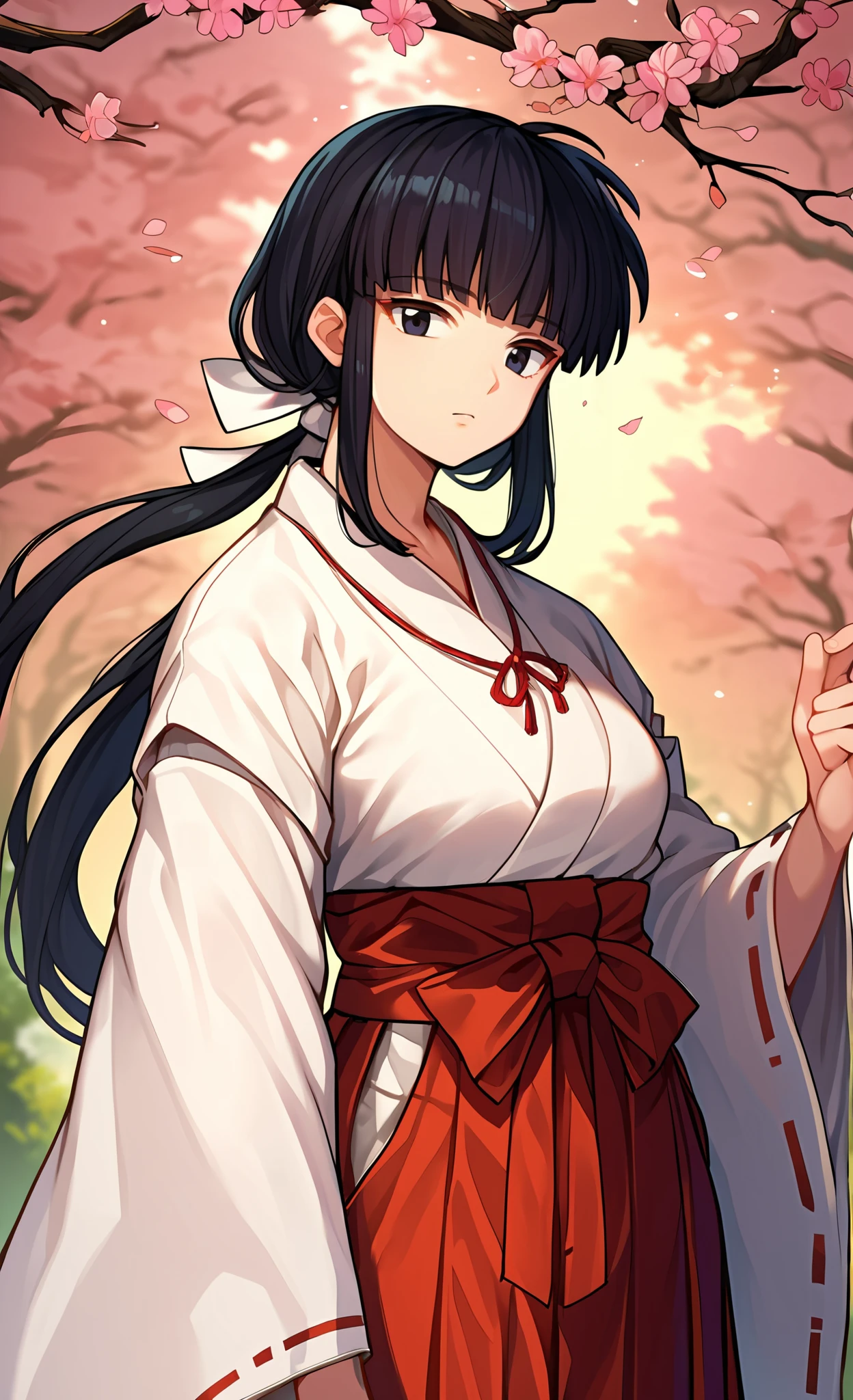 anime artwork,score_9,score_8_up,score_7_up,score_6_up,score_5_up,score_4_up,source_anime,1girl,kikyo,  black eyes,black hair,miko, kimono,hakama,
<lora:PersonalAmi_PonyXL:0.5> <lora:kikyo:1>