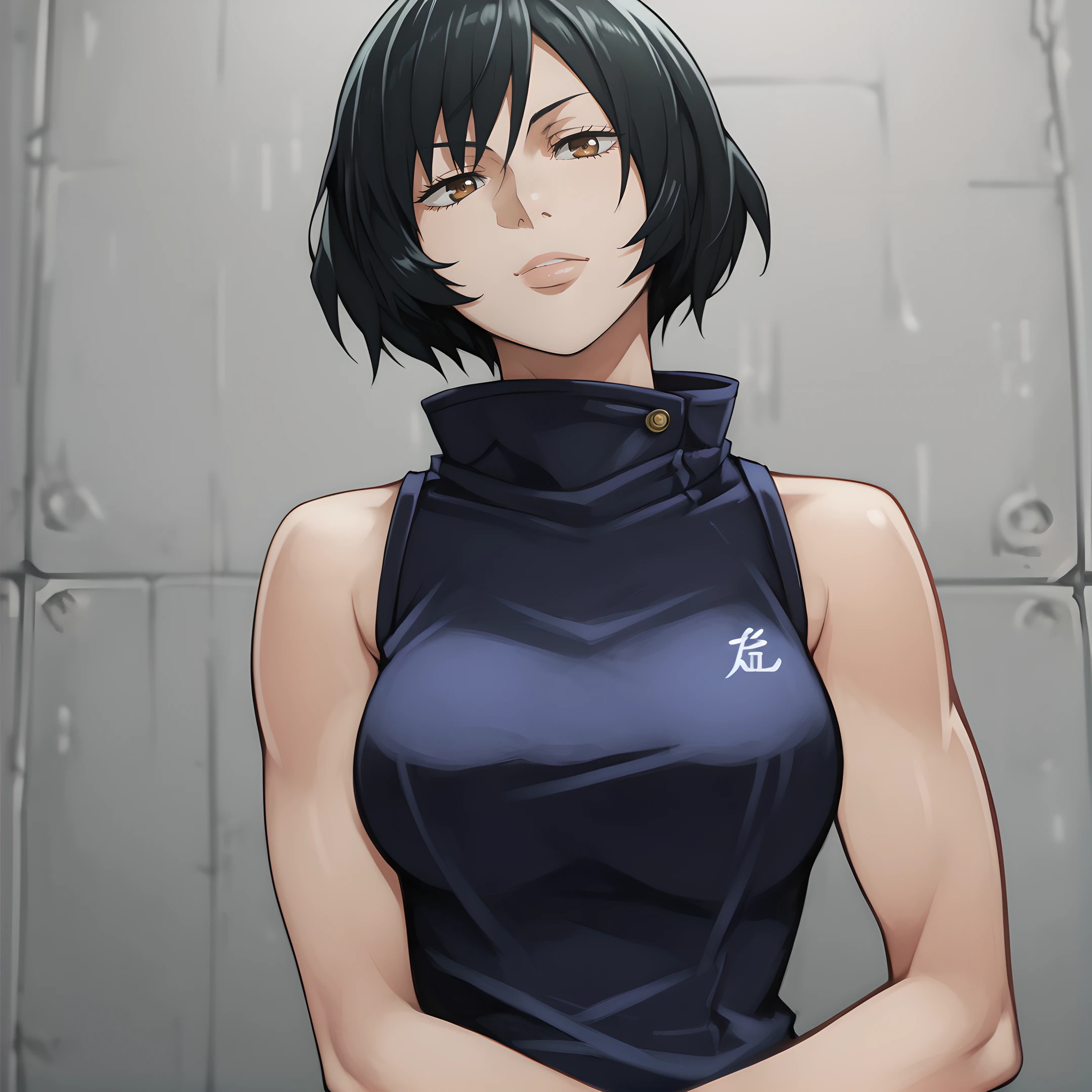 mai, solo, 1girl, short hair, black hair,dark brown eyes, looking at viewer, sleeveless, <lora:Mai_Zenin_-_Jujutsu_Kaisen:0.9>
BREAK
level_9, level_8_up, level_7_up, level_6_up, level_5_up, source_anime, masterpiece