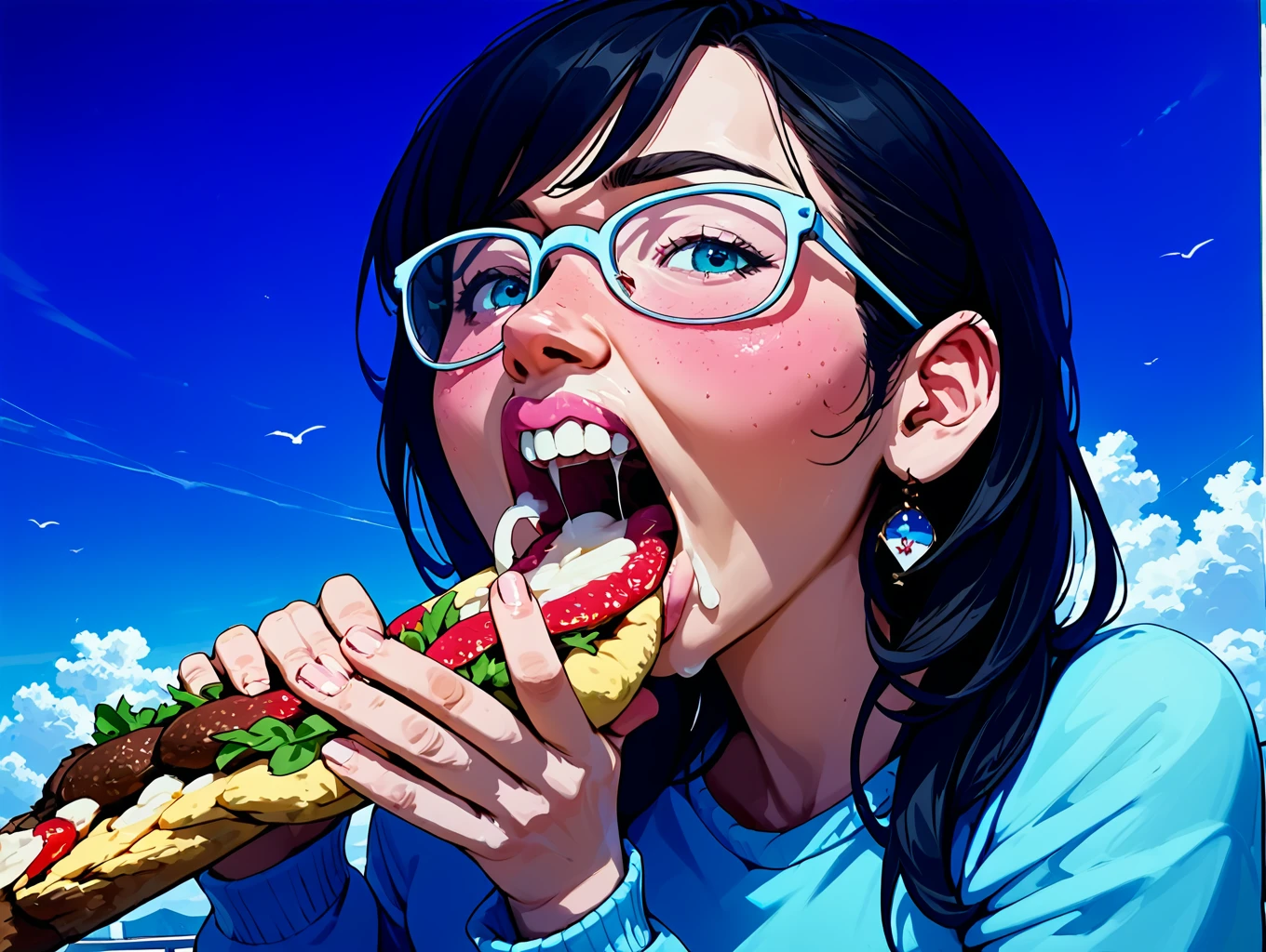 (score_10,score_9_up,score_8_up,score_7_up,score_6_up,source_anime,rating_questionable),straight-on,<lora:FoodiePonyXL:1>,foodieponyxl,eating,Op Art, grilled chicken with roasted vegetables, glasses, Size Relations, Focal Point, even, cool light,1boy,large penis,sex,outline,realistic,