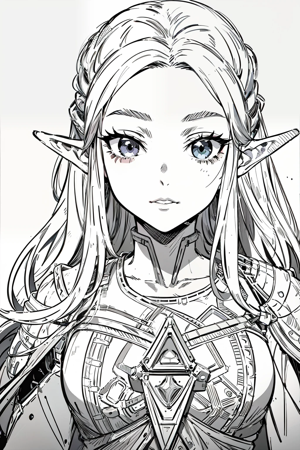 masterpiece, best quality, anime lineart, Lara Croft