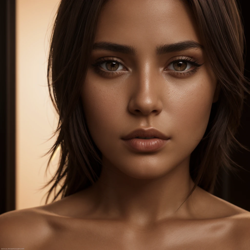 UHD, 4k, ultra detailed, cinematic, a photograph of  <lora:skin tone style SD1.5:1>
A cinematic Bronze tan tanning skin tone shot of a woman with a brown eye and a black top, movie themed style, sharp, detailed, epic cinematic photorealism style, artistic creative style, dramatic cinematic light style, cinematic color style, skin tone style, Bronze skin tone style, solo, 1boy, brown eyes, male focus, lips, portrait, close-up, realistic, 1girl, looking at viewer, brown hair, black hair, parted lips, eyelashes, thick eyebrows, nose, photorealistic, closeup, epic, beautiful lighting, inpsiring