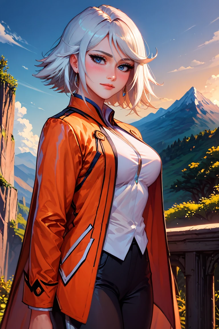 score_9, score_8_up, score_7_up, score_6_up,1girl, defRaineSage, bangs, orange jacket, white shirt, open clothes, black pants, pose, dutch angle, outside, mountain landscape, <lora:Expressive_H:0.69> Expressiveh, blush, volumetric lighting, (cinematic bokeh), <lora:Raine Sage Pony-000012:1> <lora:RoccoV1:0.8> Rocco Style