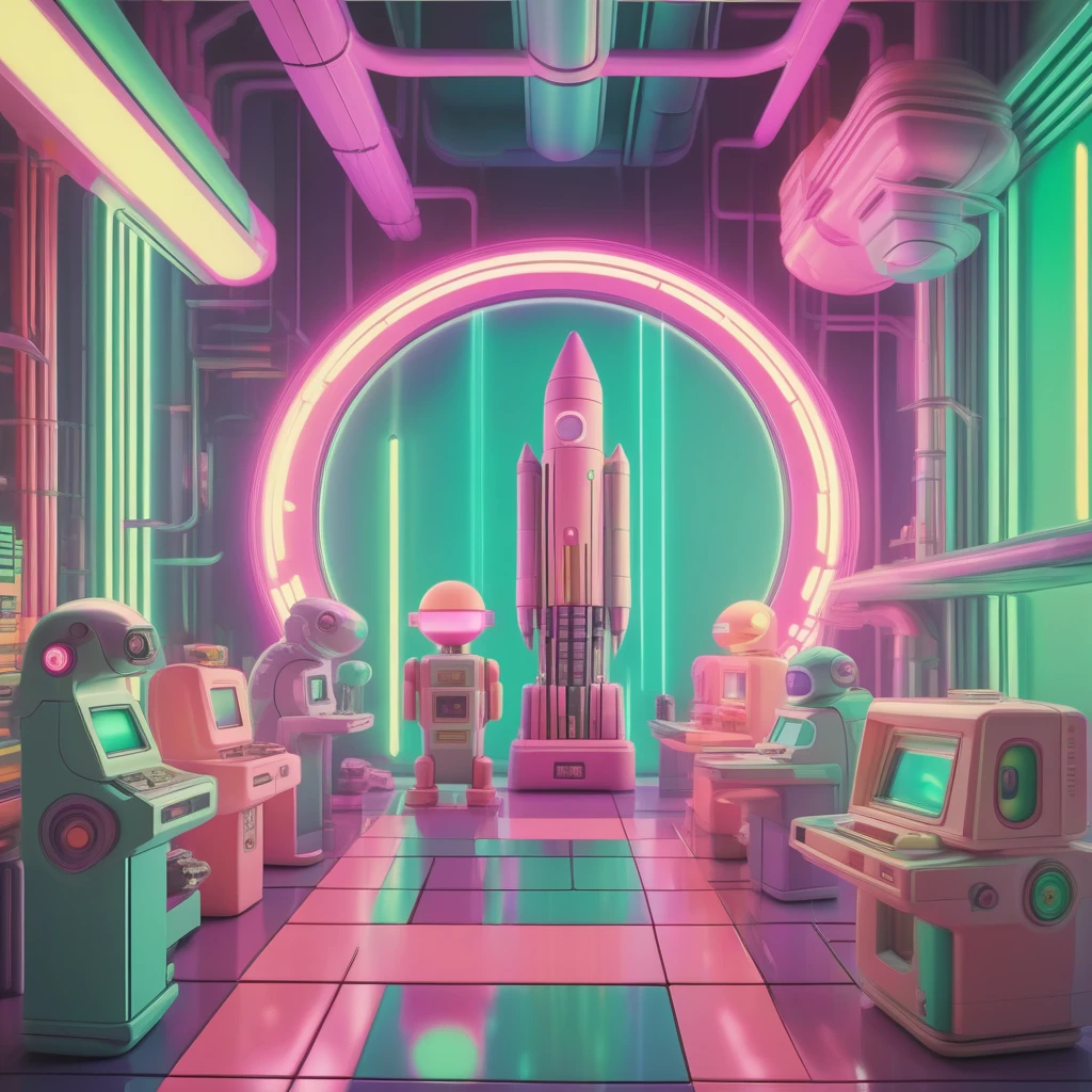 retro futuristic masterpiece in a pastel cyberpunk style