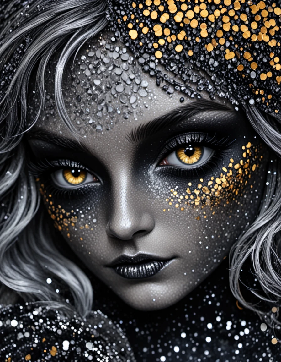 novuschroma63 style Something Wicked This Way Comes  , sparkling silver and gold glitter <lora:sdxl_lightning_8step_lora:1> <lora:novuschroma63 style:1>