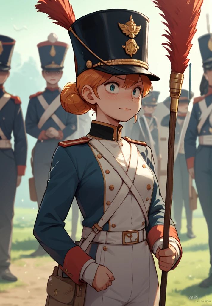 (1girl), <lora:Grenadier:1> grenadier, hat, uniform, military uniform,  <lora:Noss:0.75> noss, cartoon,, score_9, score_8_up, score_7_up, score_6_up, score_5_up, score_4_up, BREAK