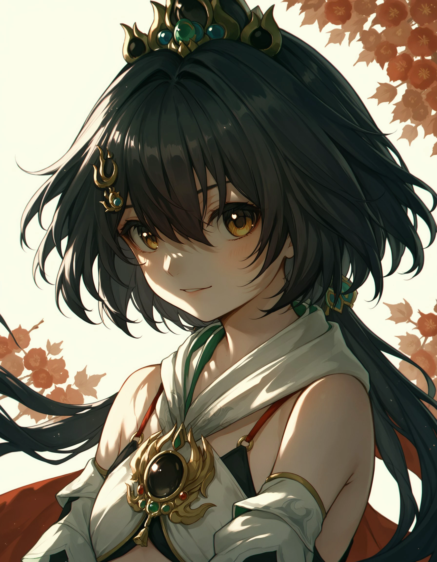 score_9, score_8_up, score_7_up, Yunli, bangs, black hair, hair between eyes, hair ornament, looking at viewer, traditional attire, upper body, soft lighting, detailed background, <lora:64a376d8-6ac8-48ec-973a-c49b2770489a:0.7>