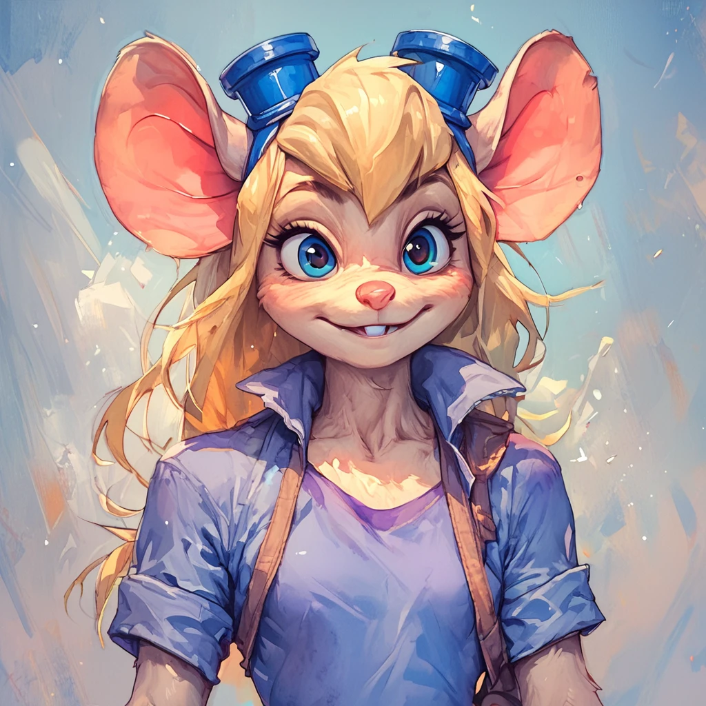 score_9, score_8_up, score_7_up, score_6_up, score_5_up, score_4_up, anthro mouse gadget hackwrench, blonde hair