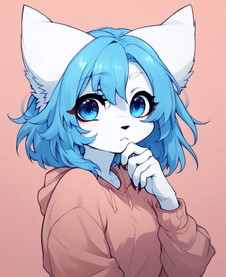 wolfychu, furry, furry female, blue hair, blue eyes,  <lora:Wolfychu_Pony-000009:1>, score_9, score_8_up, score_7_up, score_6_up, score_5_up, score_4_up,