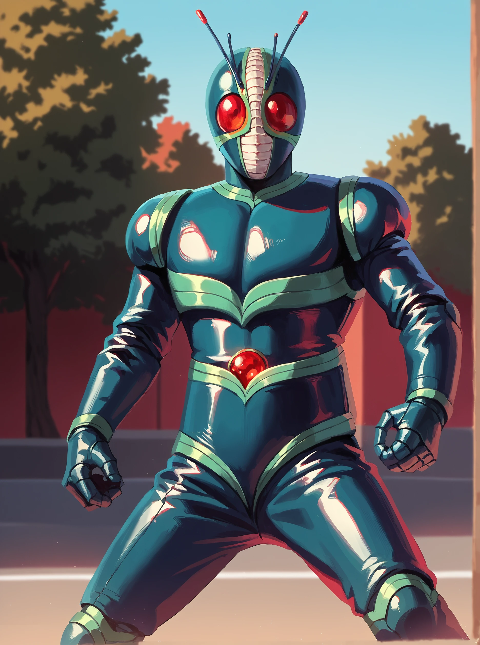 score_9, score_8_up, score_7_up, masterpiece, (masterpiece, best quality, high quality, ultra-detailed) kamen rider, antennae, 1boy, solo, male focus, red eyes, kamen rider, antennae, 1boy, solo, male focus, red eyes, <lora:sn0wStyle:1> <lora:HKHorrorXL:1>,  outdoor, , dynamic pose,  <lora:Kamen_rider_J_1994:1>