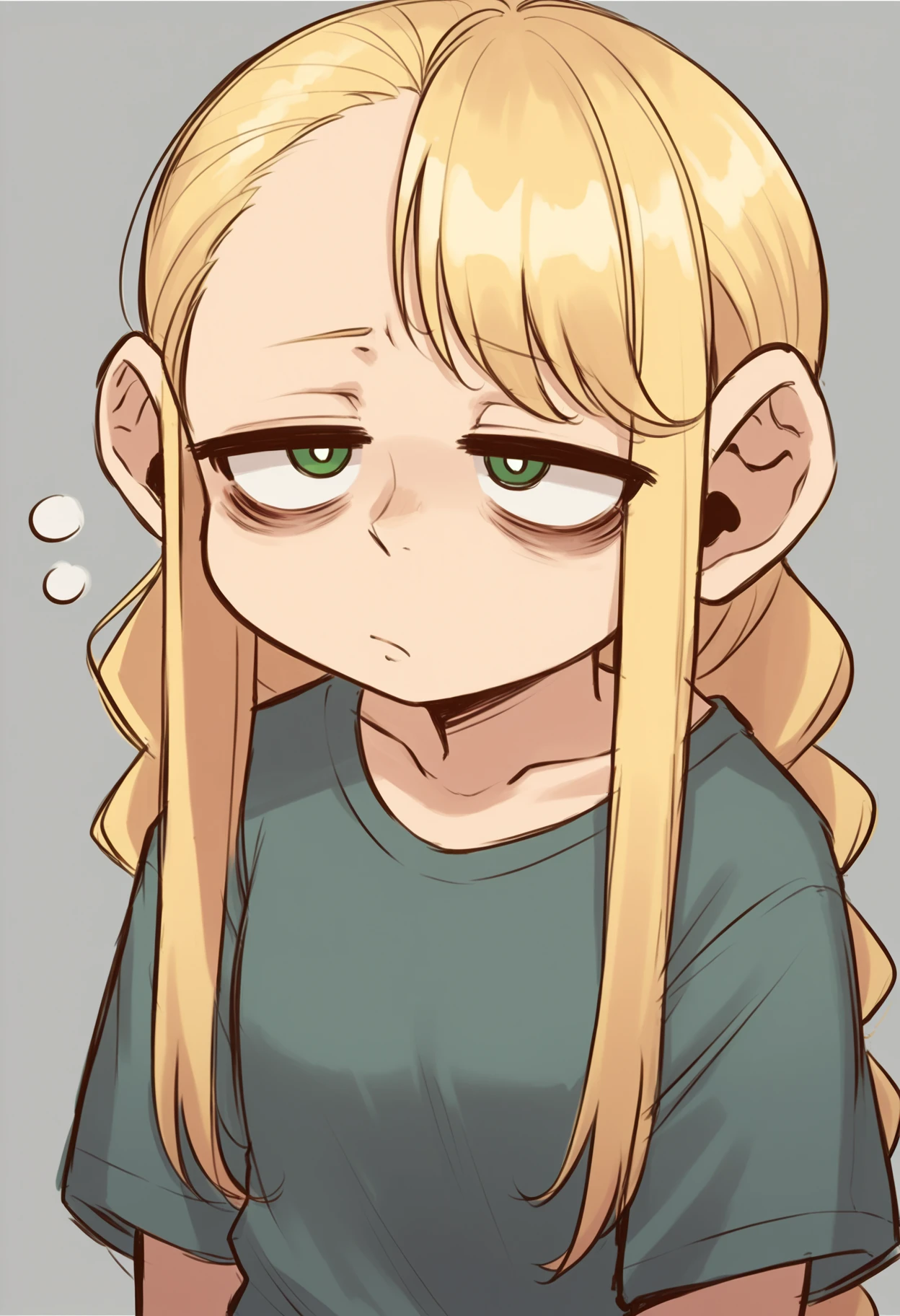 score_9, score_8_up, score_7_up, core_6, score_5, score_4,  <lora:sketchart:1> sketchart,
1girl, solo, MiniMarci, green eyes,blonde hair, half bangs, long hair, braided, bags under eye
oversized clothes, t-shirt, sleepy,  <lora:MiniMarci-16:1>