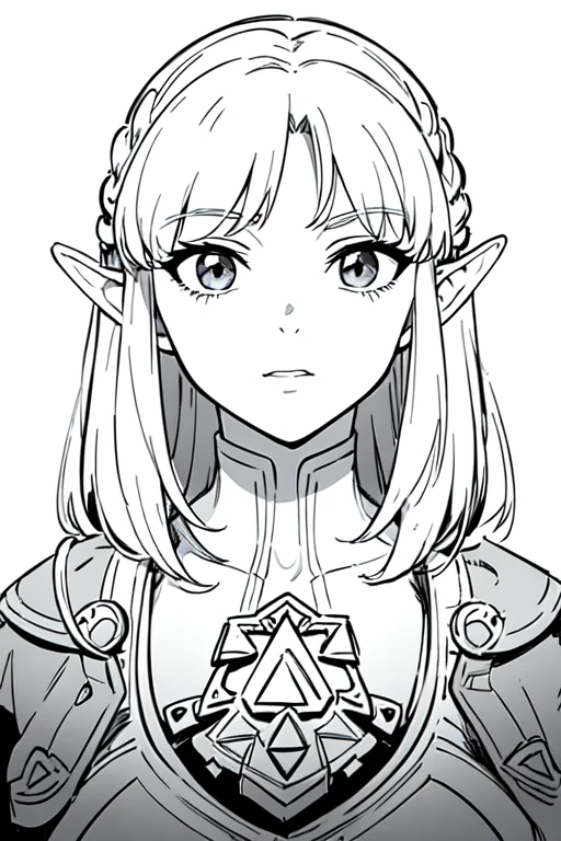 masterpiece best quality, anime lineart, Zelda