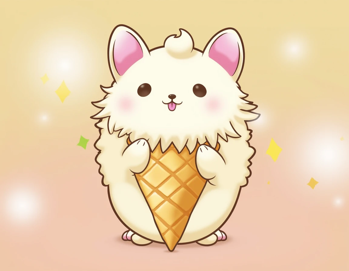 a anthropomorphic ice cream sabretoothed ermine in fuchihana style